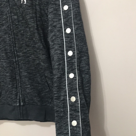 VICTORIA’S Secret Pink Snap Sleeves Full Zip Hoodie black marled size Medium - Picture 4 of 11